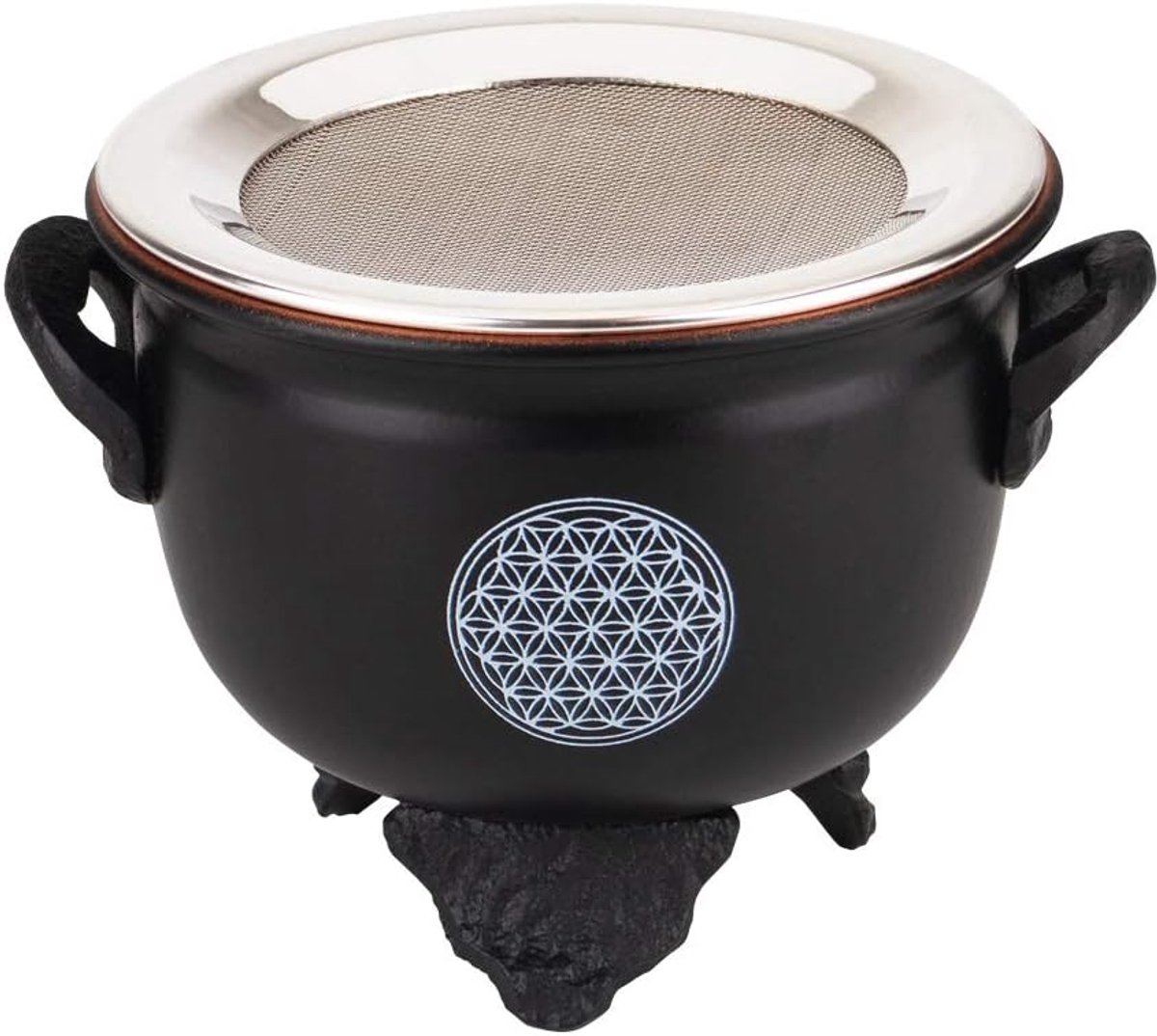 Incense Burner, Flower of Life, the Flower of Life, Black with Strainer - ShopVlot