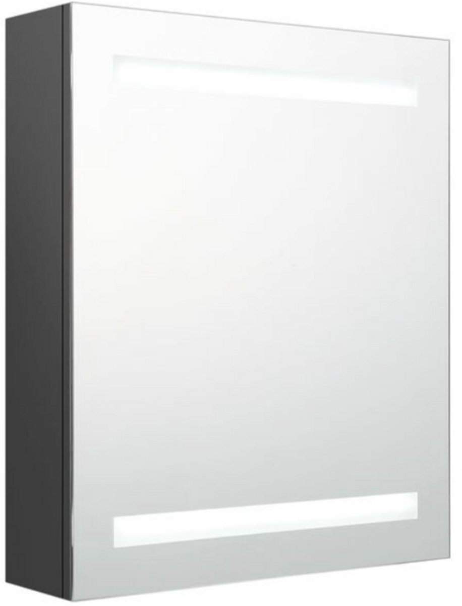 Badkamerkast met spiegel en LED 50x14x60 cm grijs