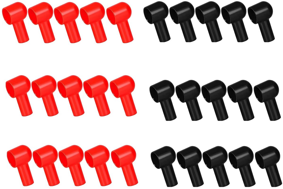 30 stuks batterijpoolafdekkingen, elk 15 in rood en zwart, rond - ShopVlot