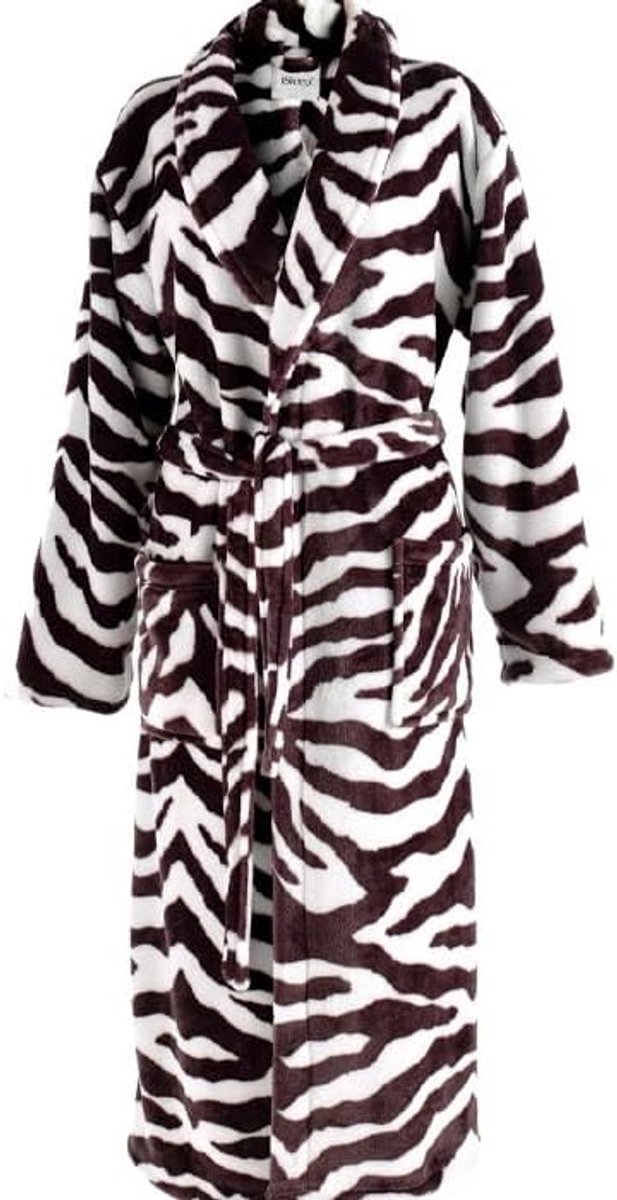 iSleep Bathrobe Zebra, Brown, Fleece, Women and Men, S-M-L-XL - ShopVlot