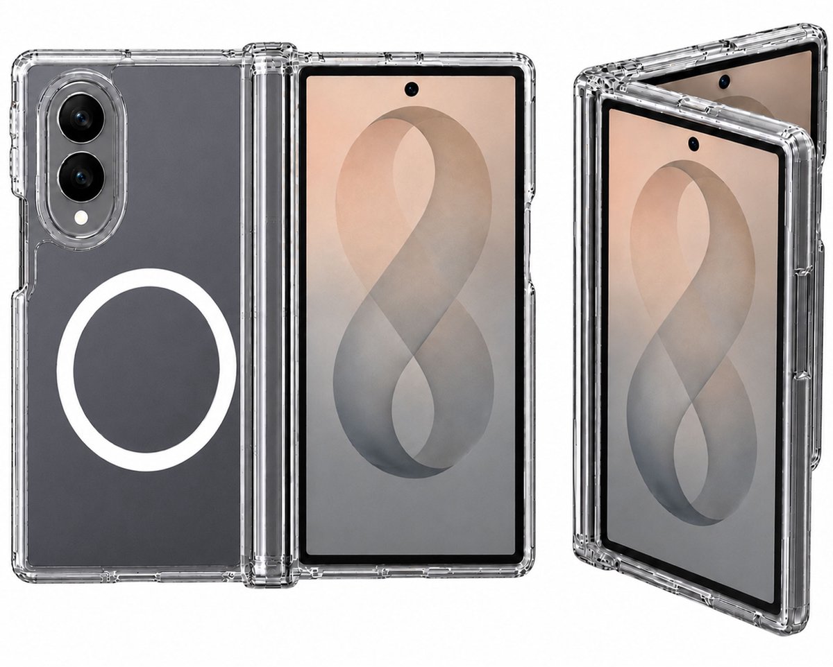 Hoesje geschikt voor Samsung Galaxy Z Fold 8 - Luchtkussens - Magsafe - Siliconen Hoes- Transparant - geschikt voor Samsung Galaxy Z Fold 8