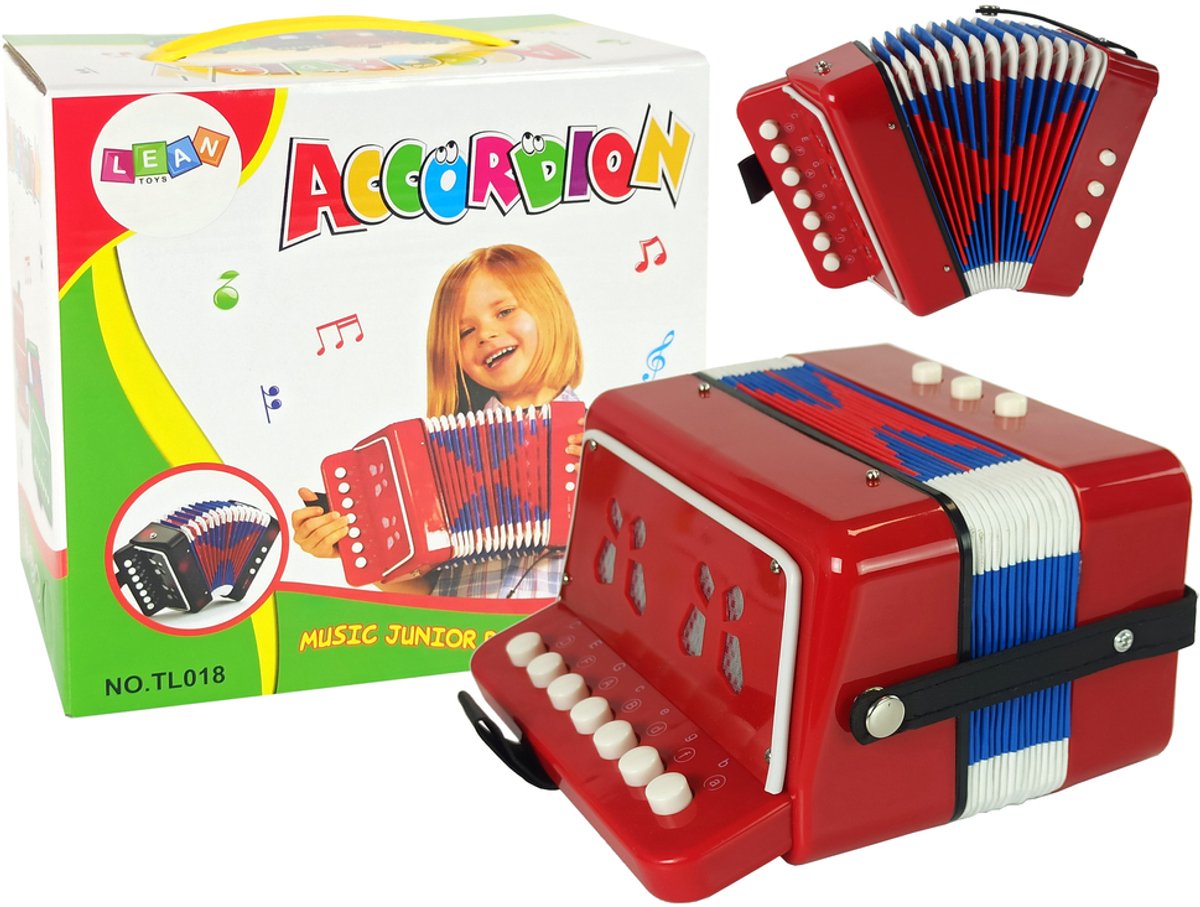 Accordeoninstrument voor kleine muzikanten rood