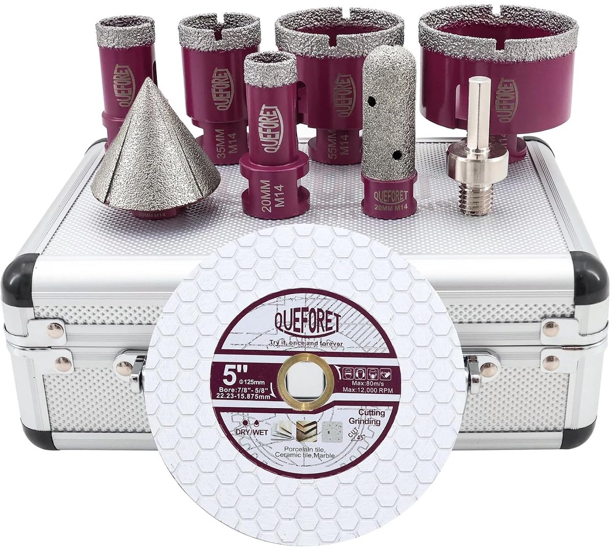 Diamant Tegelboor Set 9 delig - Diverse Maten - Voor Tegels en Natuursteen - Geschikt voor Droog en Nat Boren - ShopVlot
