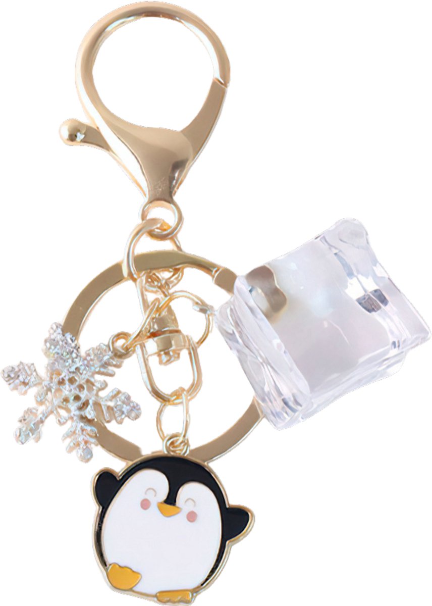 Ainy - Sleutelhanger Pinguin | Schattige Keychain Accessoire met ijsblokje en sneeuwvlok | Cadeau voor Kinderen, Tieners & Volwassenen