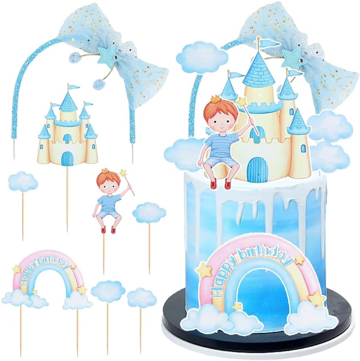 Princess/Prince Decoration Cake Birthday Girls 8 Pieces Cake Decorations Princess Cake Decorations Cake Decoration for - ShopVlot