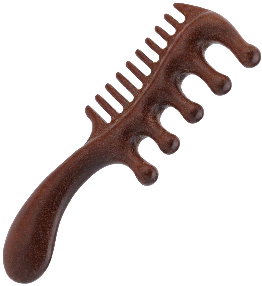 Houten Hoofdhuidmassager, 2-in-1 Breed & Fijne Tanden met Handvat Multifunctionele Hoofdhuidmassage Kammen voor Mannen - ShopVlot