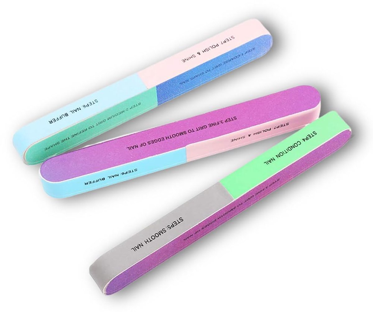 3x Polijst / glans vijl - 6 stappen nagelvijl - Nail buffer - Manicure - Pedicure - Nepnagels - Acryl nagels - Gelnagels - Nagelverzorging - Nail routine - Kunstnagels lakken - Jonyx