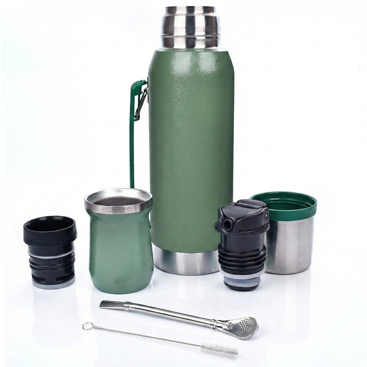 Mate Argentino BOTTOSO Complete set (1 l) - dubbelwandige thermoskan van roestvrij staal, 12 uur warmte, lekvrije - ShopVlot