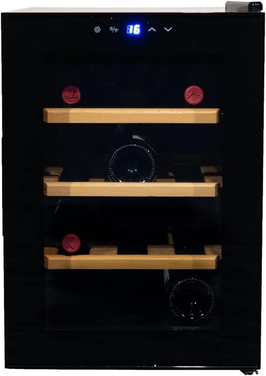 Adamello Wine Climate Cabinet Freestanding - Black - Wine Fridge 12 bottles - 53 x 35.8 x 54.5 cm - ShopVlot