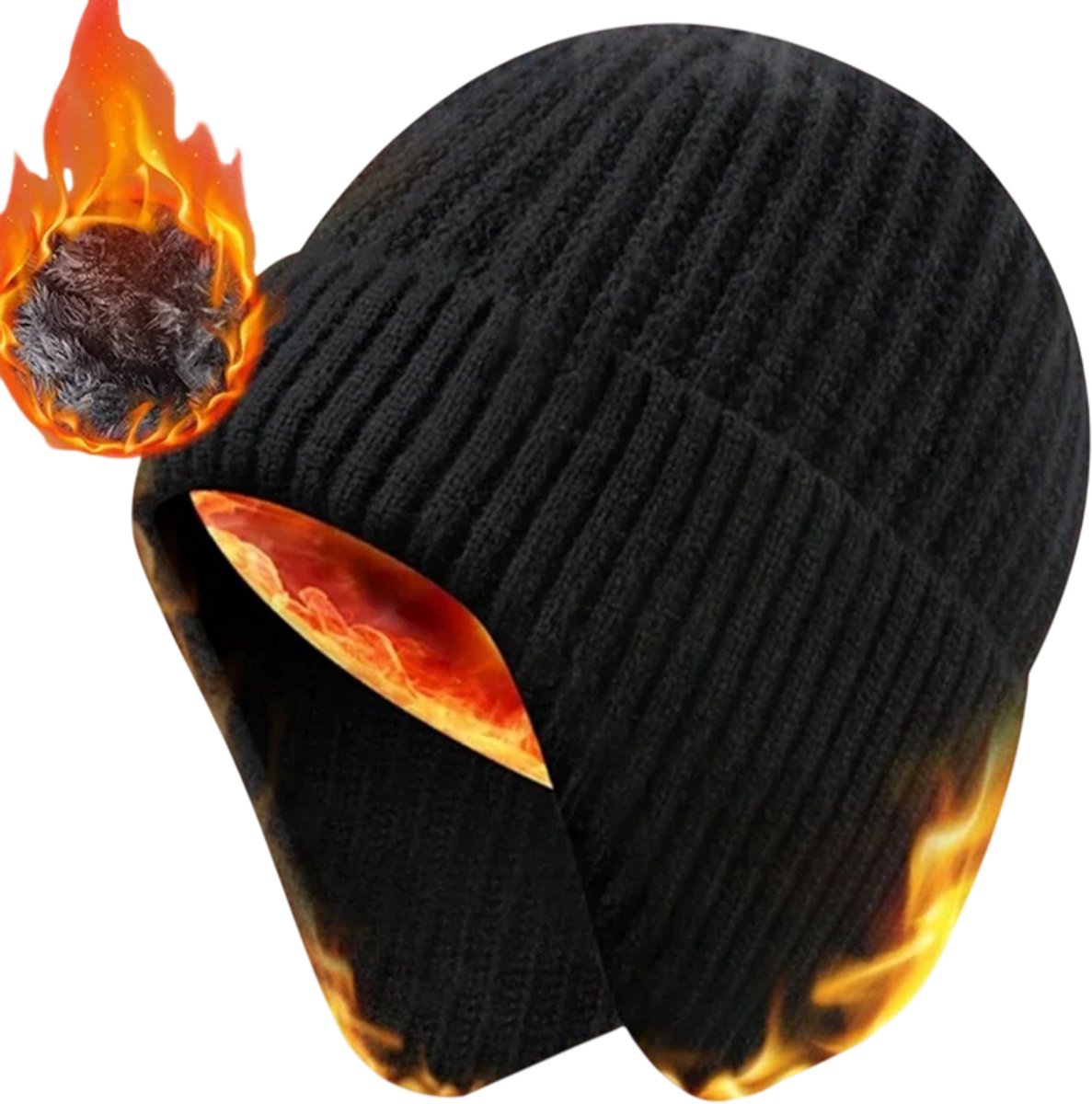 Outdoor Heren Winter Gebreide Muts met Fluwelen Warme Oorkappen - Geïntegreerde Hoed voor Buitensporten, Fietsen, Skiën, Hardlopen - Koude Bestendige Muts, Warme Wintermuts, Fiets Muts, Ski Hoed, Hardloop Muts