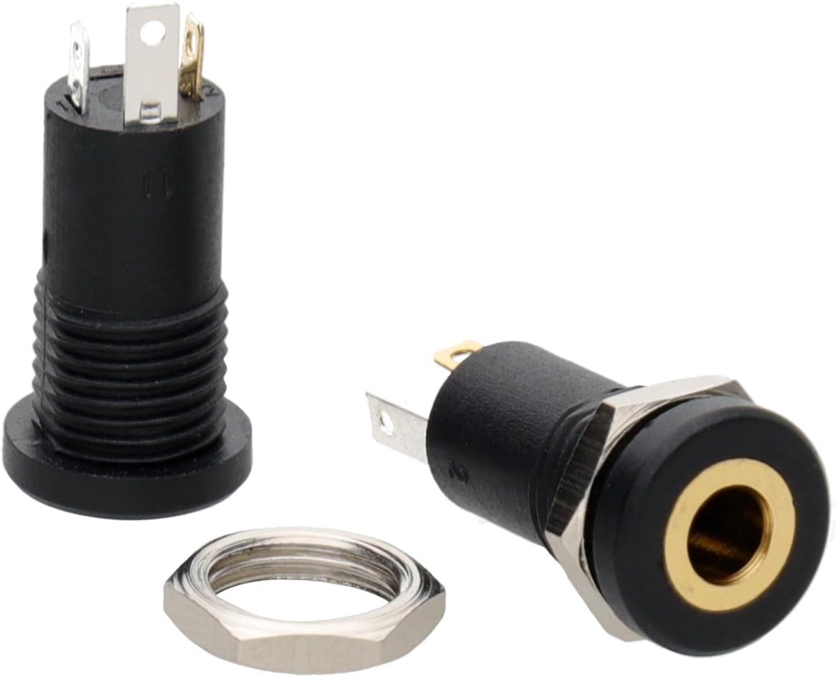 kenable 3.5mm Aux Stereo Socket Input Panel Mount Audio Solder Adapter [2 Pack] - ShopVlot