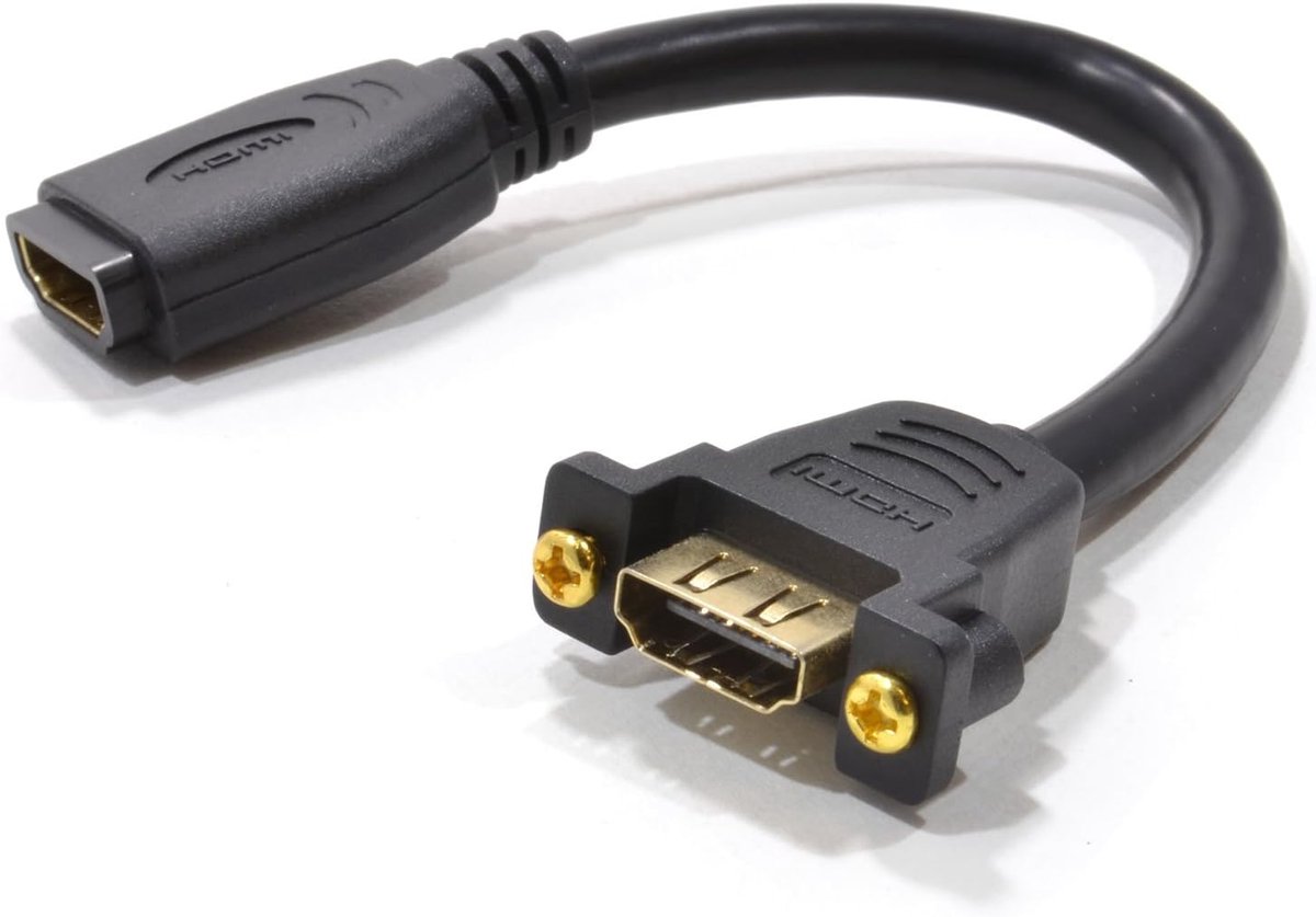 kenable HDMI 1.4 Panel Mount Socket Stub High Speed With Ethernet GOLD 15cm - ShopVlot