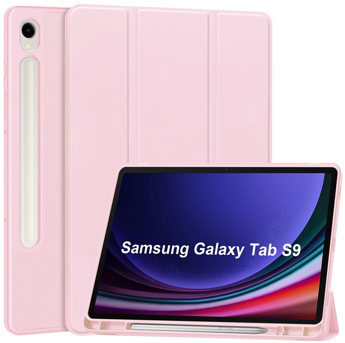 Coverup Tablethoes geschikt voor Samsung Galaxy Tab S10 Lite / S10 FE / S9 FE / S9 Hoesje - Tri-Fold Book Case met Wake/Sleep en Stylus-houder - Roze