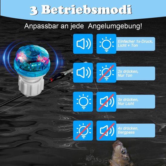 Automatische beetverklikker voor vissen met led-lichtalarm en geluidswaarschuwing - 4 stuks waterdicht en gevoelig — afbeelding 2