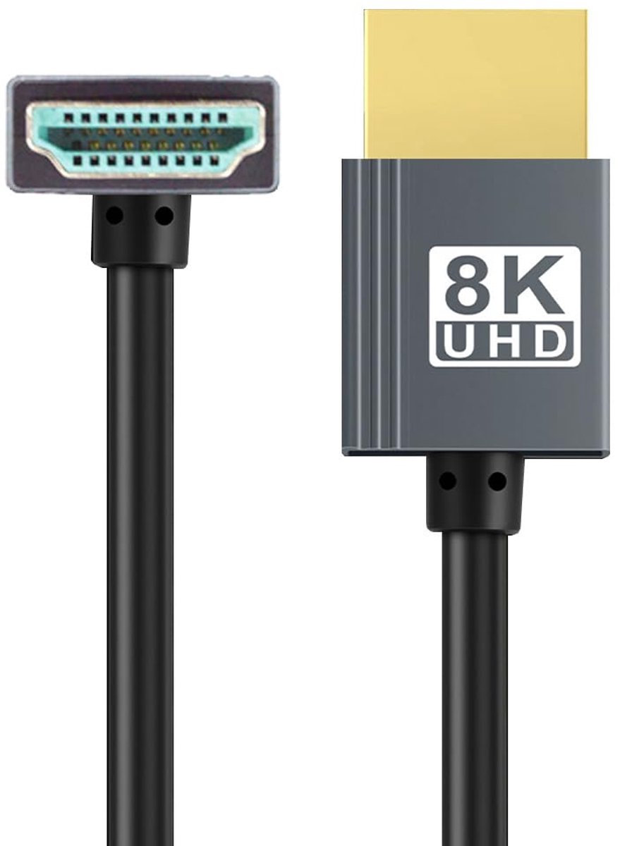 Down Angled Ultra Soft HDMI 2.1 naar HDMI 8K High Flex 90 Degree HDTV Cable Hyper Super Flexible Cord High Speed - ShopVlot