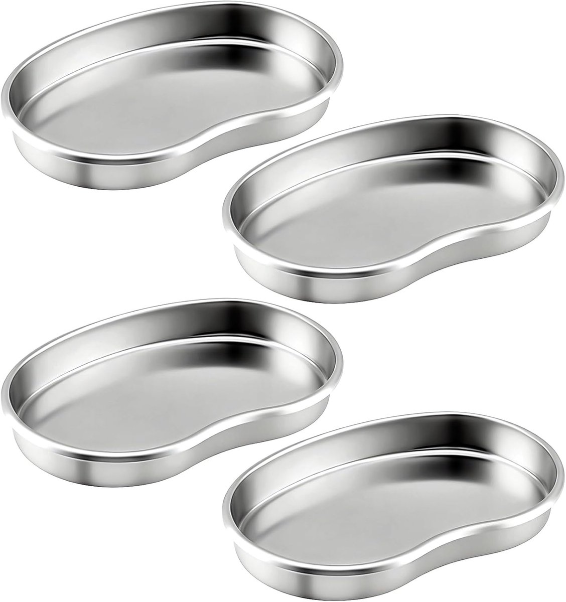 4pcs Kidney Bowl, Reusable Stainless Steel Tray Serving Tray Small Instrument Tray Curved Trays, Stainless Steel - ShopVlot