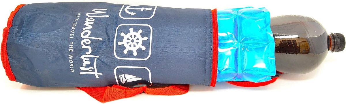 Nevara 4L Wine Cooler Freezer Blue 2L Bottles XXL Flexible Cooler Portable for Beach, Camping, Cooler, Camouflage - ShopVlot