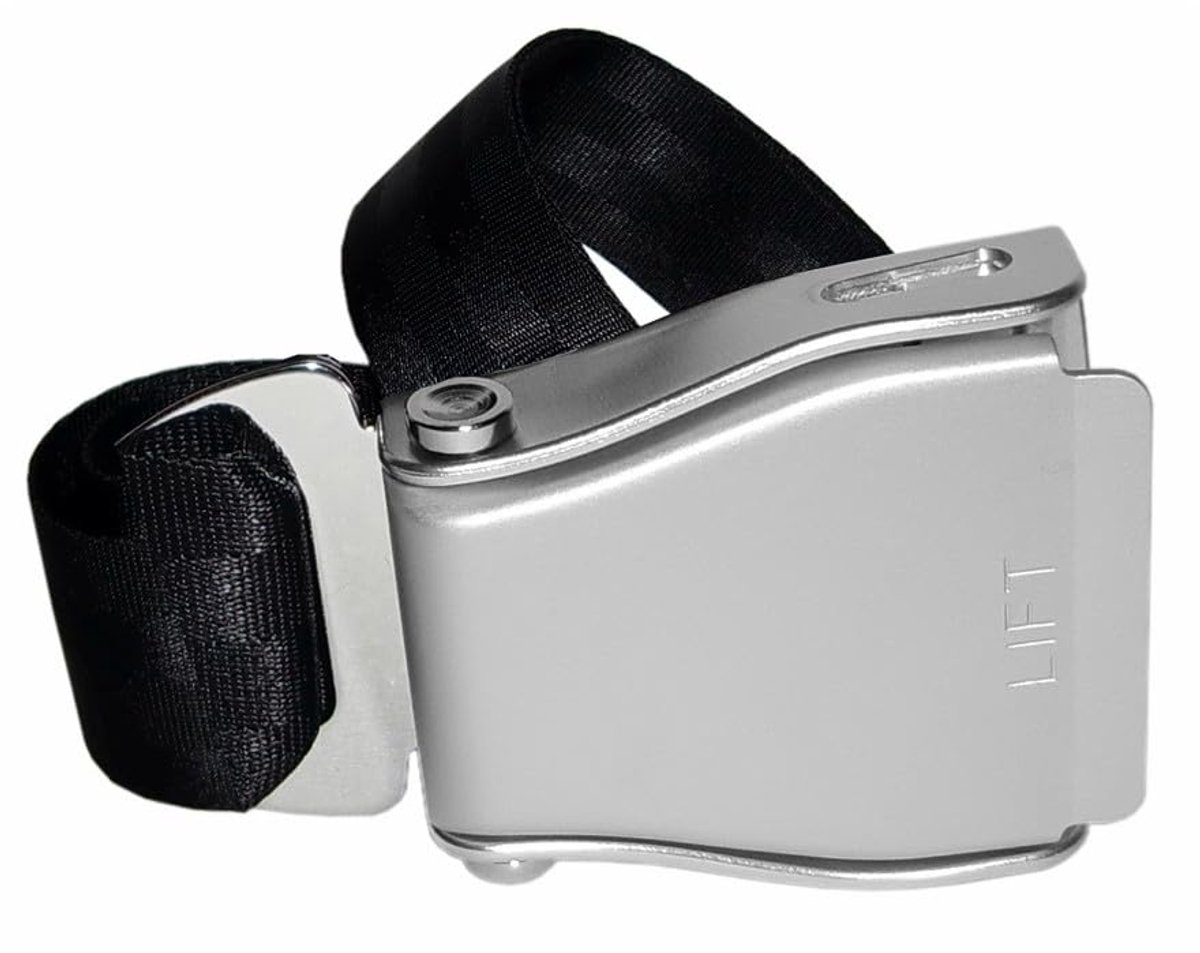 Vliegtuiggordel instelbaar - zilver/zwart - comfortabele veiligheid - perfect voor reizen - ShopVlot
