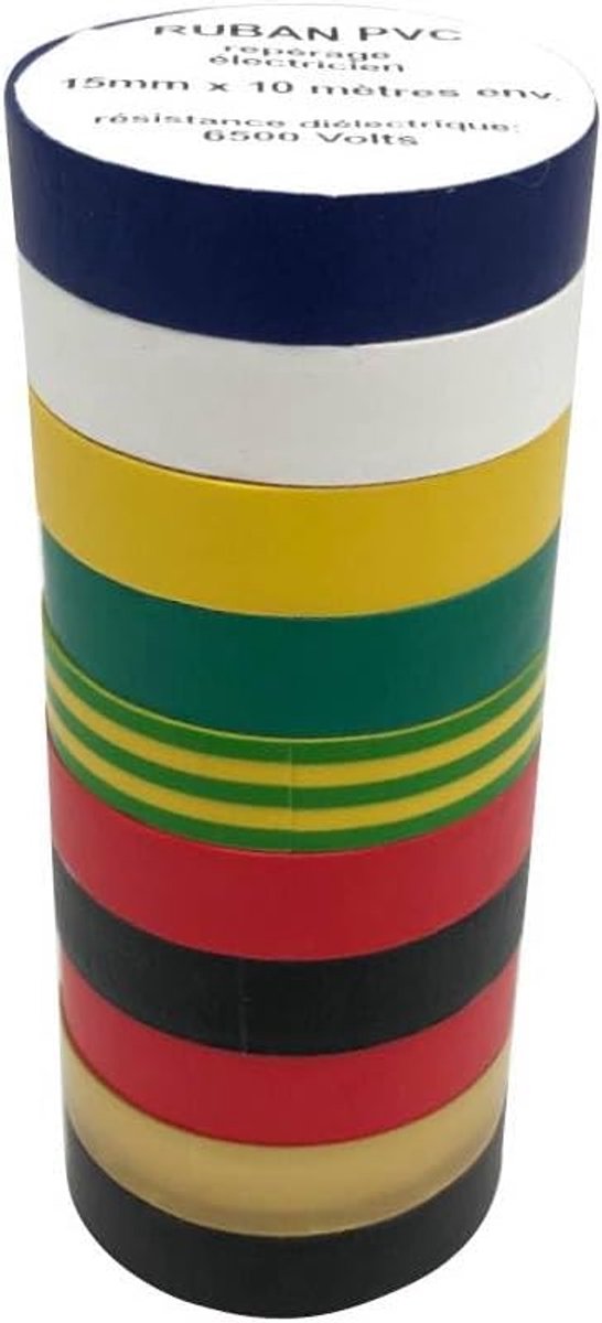 Isolatietape 15 mm x 10 m - PVC - verschillende kleuren - veelzijdig gebruik - ShopVlot