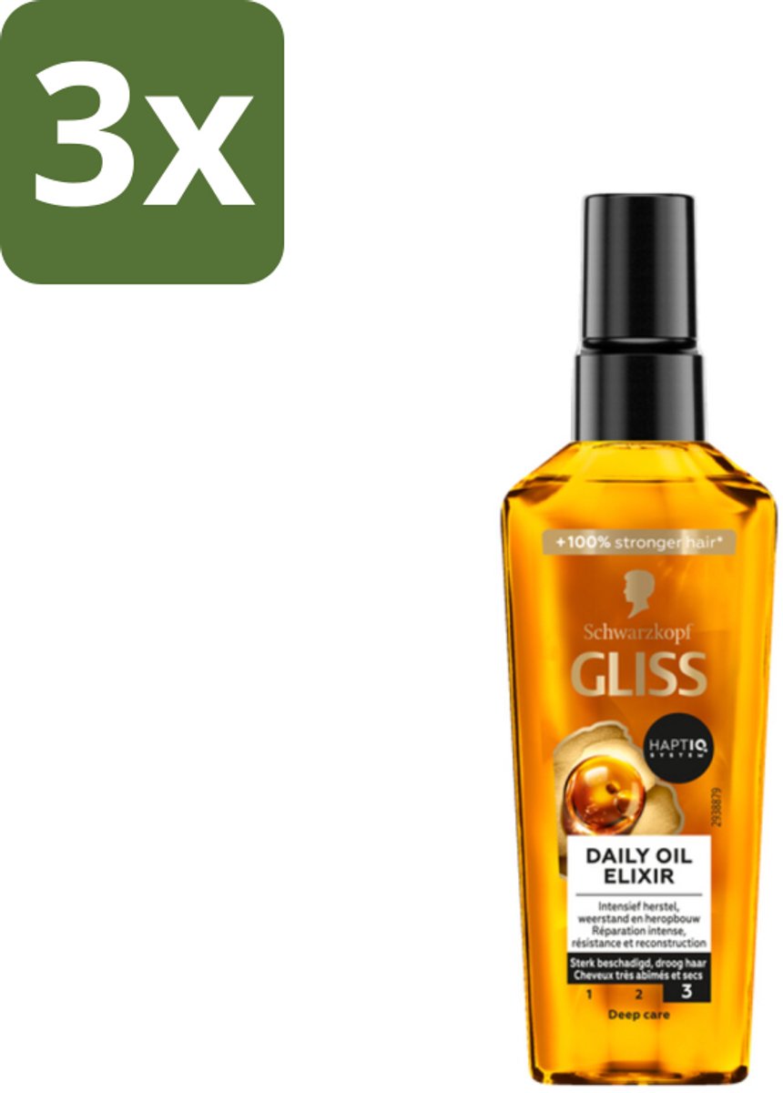 Gliss - Hair Repair - Oil Elixer - Ultiem Haarherstel en Glans - Bulkverpakking - 3 stuks