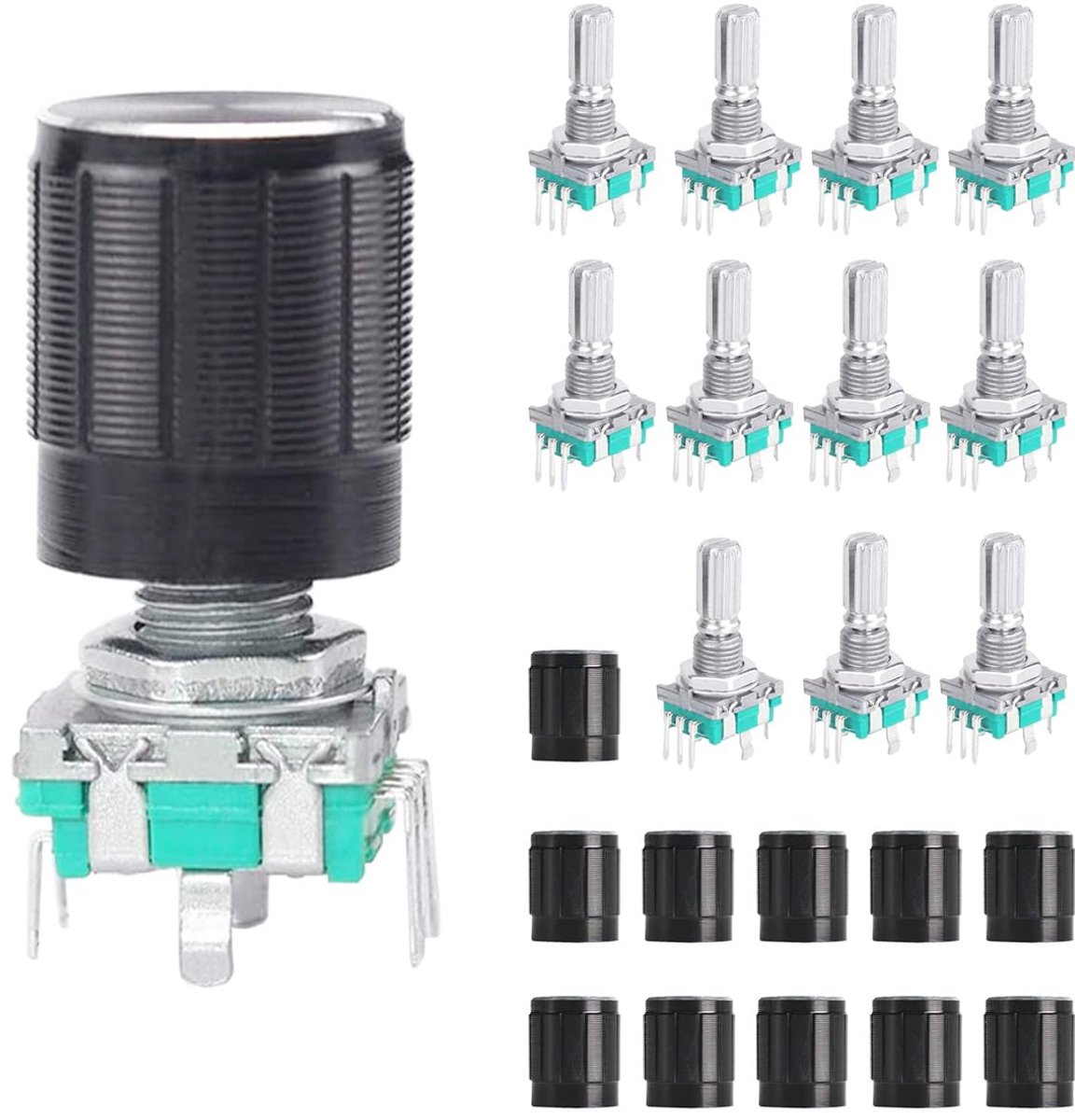 Rotary switch 360° 15 mm - 5-Pin met kap - Digitaal potentiometer - Ideaal voor elektronische projecten - ShopVlot
