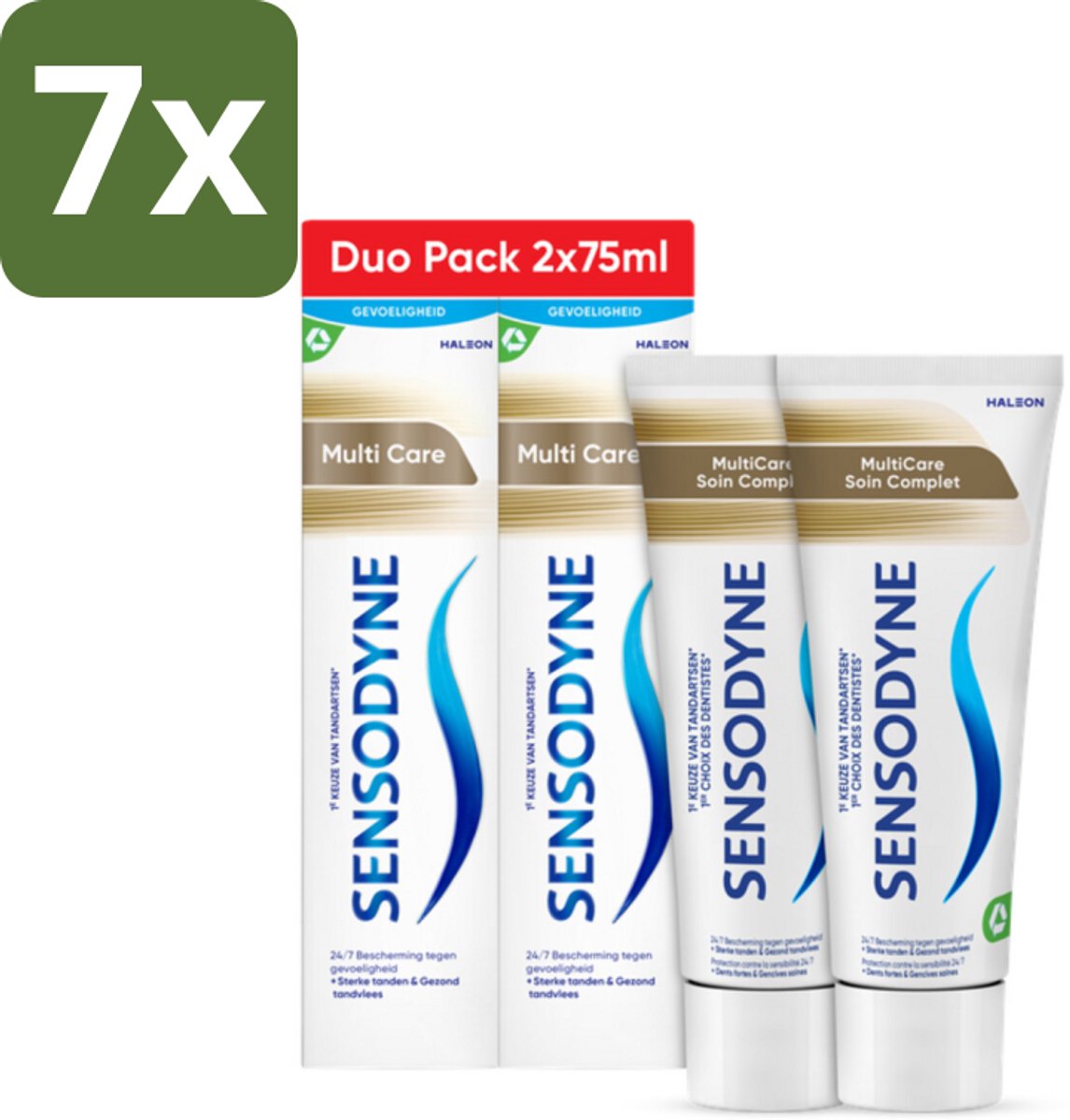 Sensodyne - Tandpasta - Multi Care - Complete Zorg - Duopack - 2 x 75 ml - Bulkverpakking - 7 stuks