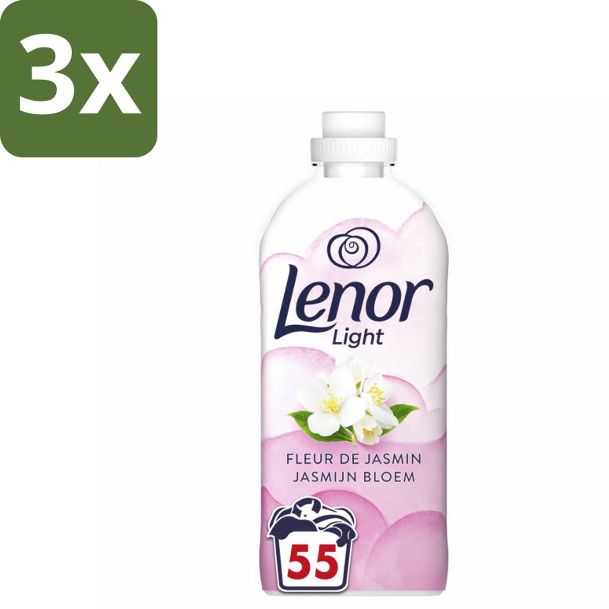 Lenor Light - Wasverzachter - Jasmijnbloem - Fris & Zacht - 55 Wasbeurten - Bulkverpakking - 3 stuks