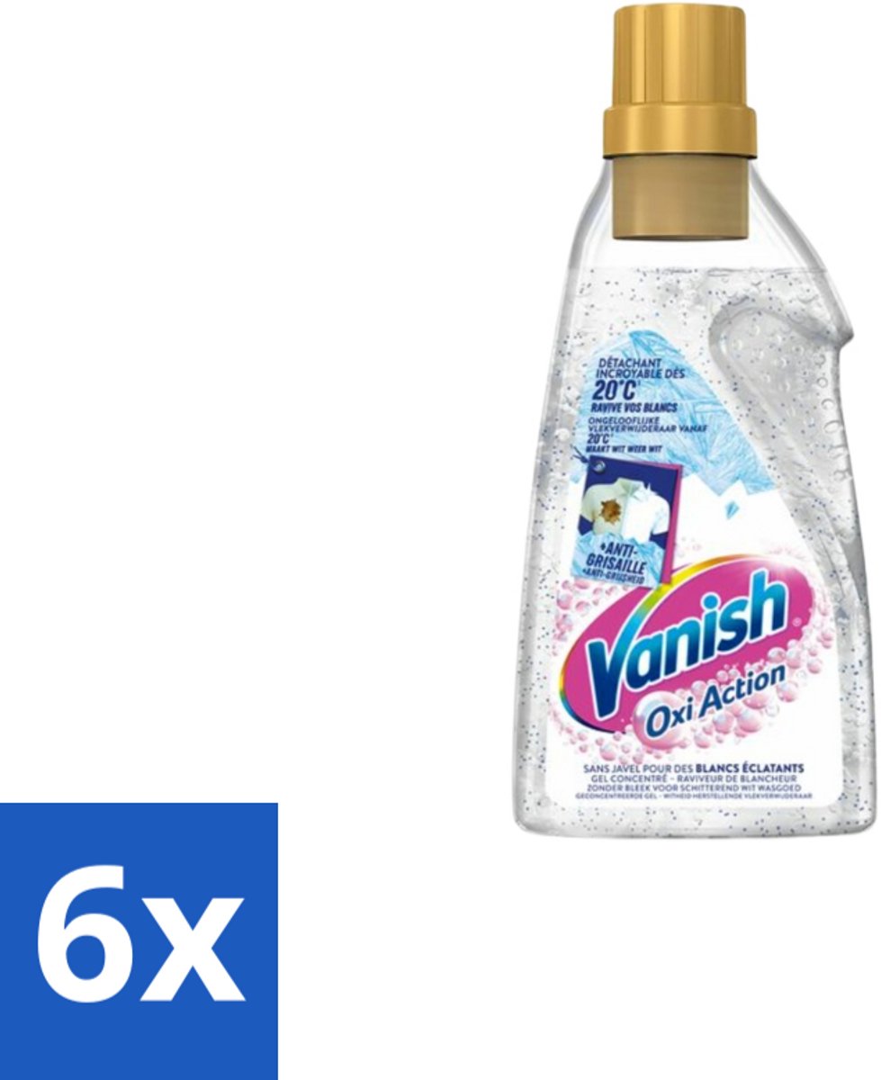 Vanish - Vlekverwijderaar - Oxi Action Booster Gel Whitening - Voor Witte Was - 750 ml - Voordeelverpakking - 6 stuks