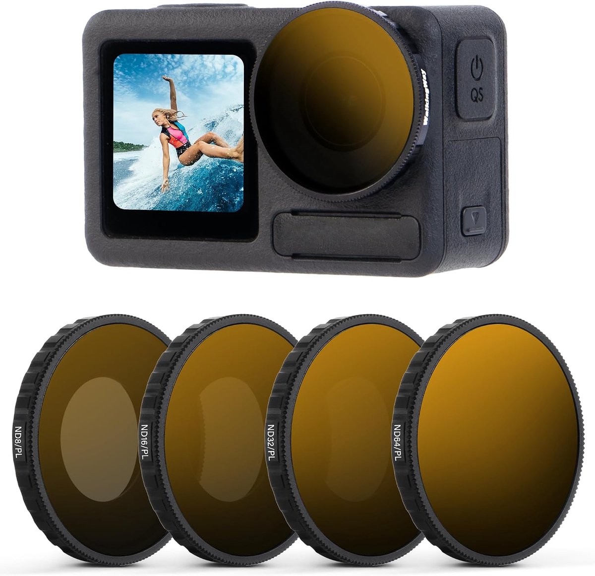 ND-PL Filter Set voor Action4 en Action5 - ND8-PL, ND16-PL, ND32-PL, ND64-PL - Combo ND Plus Polariser - ShopVlot