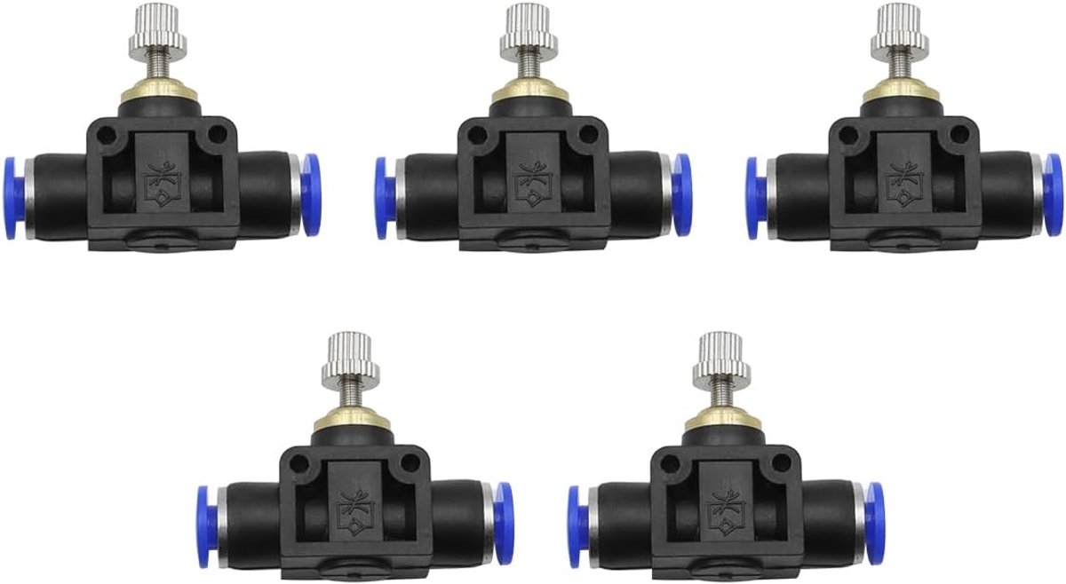 Luchtstroomregelklep 4 mm - Vernikkeld messing - Traploze stroomregeling - Voor stabiele cilinderbeweging - ShopVlot