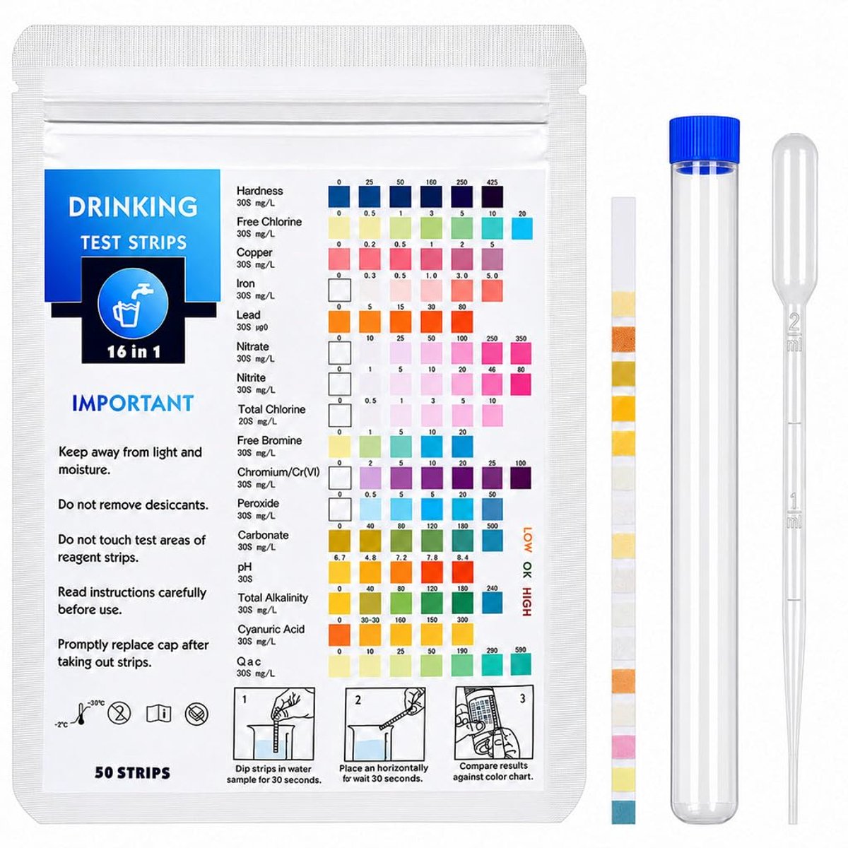 Watertester 16-in-1 - Teststrips - Pool & Spa - Gezond water meten - ShopVlot