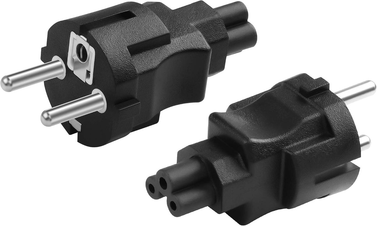 Schuko Plug naar C5 Adapter - Set van 2 - 90 Graden Hoek - Ideaal voor TV en Computer - ShopVlot
