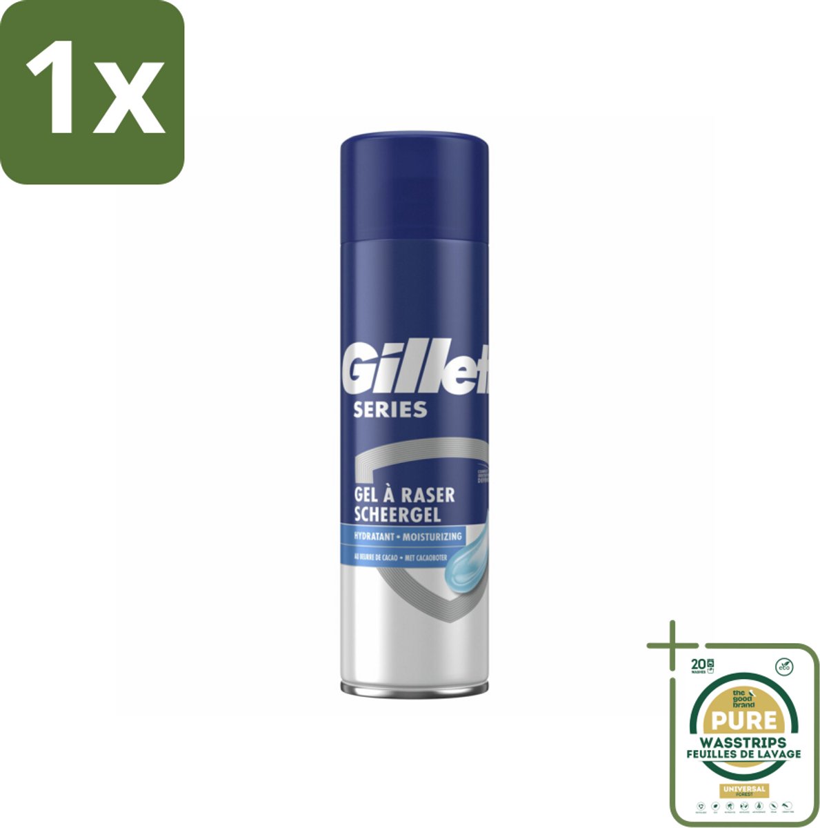 1 x Gillette Series -Scheergel - Hydraterend - Pre-Shave Voorbereiding - 200 ml- Scheergel - Hydraterende Scheergel - Voorbereiding - Pre-shave - Huidbescherming