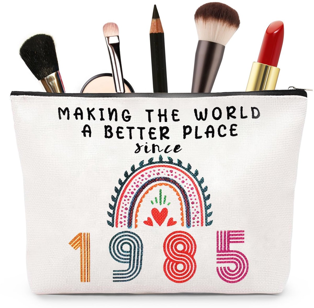Beautycase voor dames en heren - gepersonaliseerde make-uptas - verjaardagscadeau voor zus, vrouw, moeder #3 1985 - ShopVlot