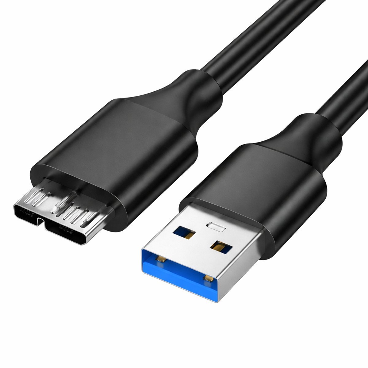 USB-A naar Micro USB-B Kabel – Micro B 3.0 / 5Gbps – HDD & SSD Kabel voor Externe Harde Schijf – Geschikt voor WD My Passport & Seagate – 0.50 Meter – Zwart