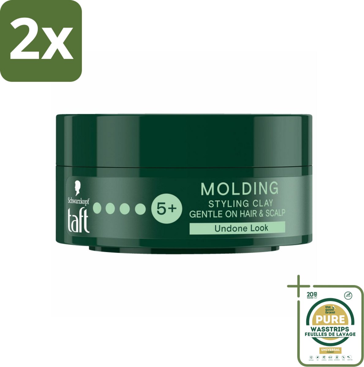 Taft - Molding Styling Clay - Hold 5+ - Vormbare hold - 75 ml - Voordeelverpakking - 2 stuks - Taft Molding Clay - Haarproducten