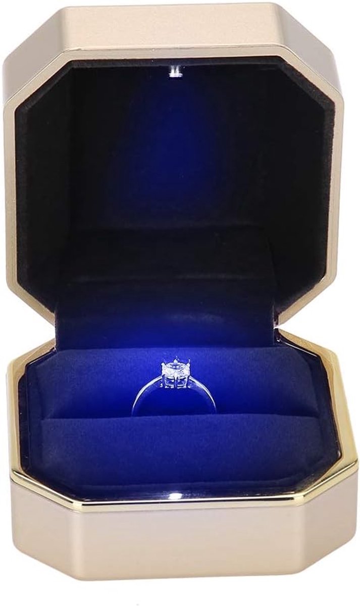 Ringdoos met interne ledverlichting - luxe ringkoffer - ideaal voor huwelijksaanzoek - elegant design - ShopVlot