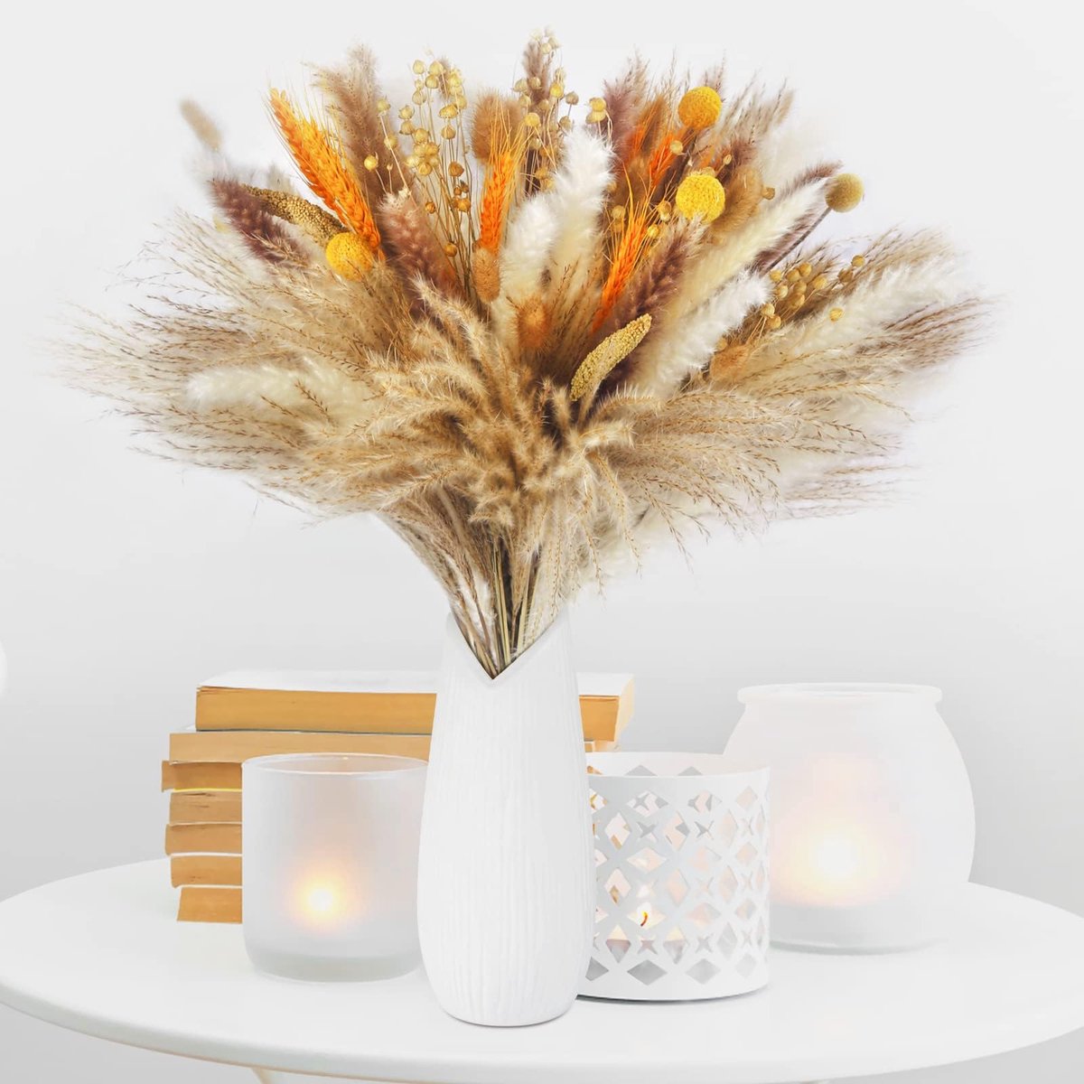 Famanu – Gedroogde bloemen voor herfstdecoratie, pampasgras voor bruiloften en feestdecoraties in boho-stijl