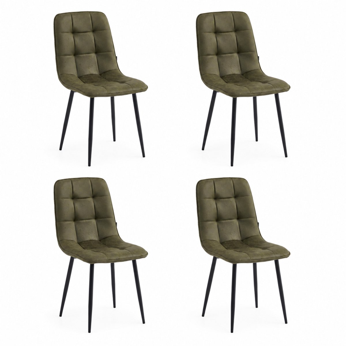 Colenis - Ela Eetkamerstoel - Set Van 4 - Groen - Microvezel - Design