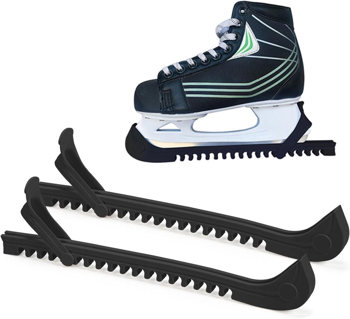 Schaatsbeschermers - Zwart - 34,5 cm - Flexibel TPE-Materiaal - Voor Kinderen en Volwassenen