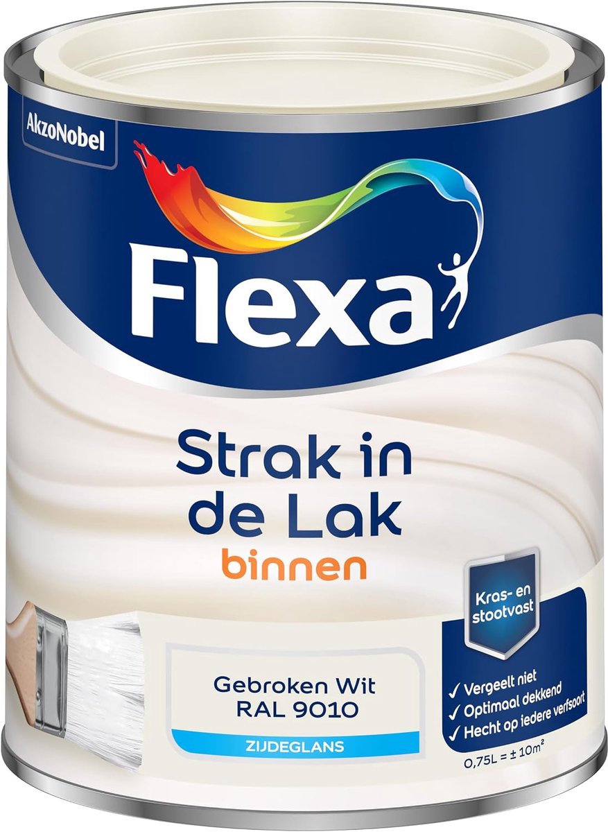 Lak verf - Satin - Off-white / RAL 9010 - Kras- en stootvast - Perfecte dekking - ShopVlot