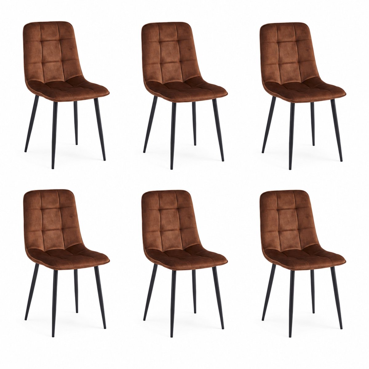 Colenis - Ela Eetkamerstoel - Set Van 6 - Oxid Red - Adoré Velvet - Design
