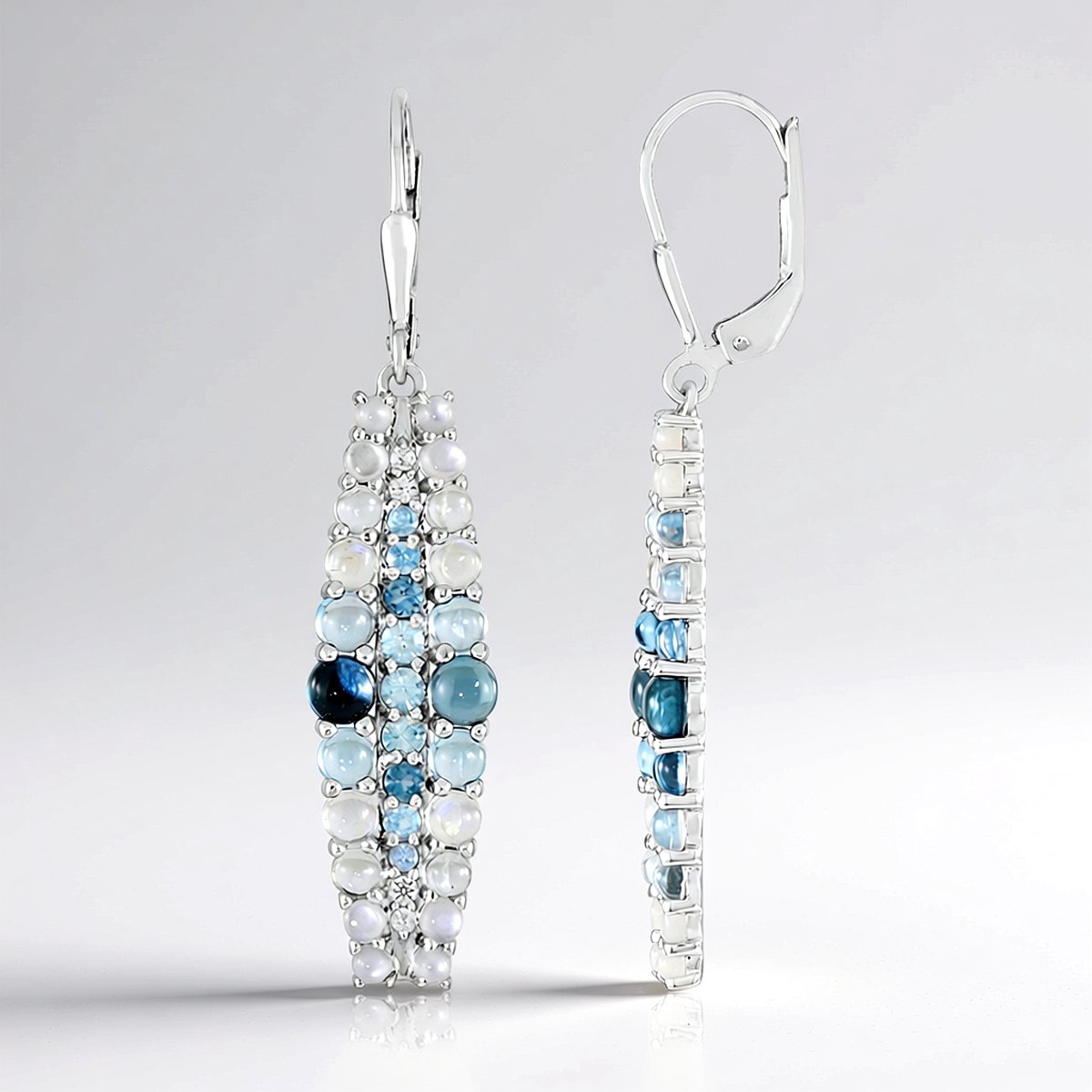 Cavill - Elegante Zilveren Oorbellen met 5.2 ct Londen- en Zwitserse Blauwe Topaas - 925 Sterling Zilver Gerhodineerd - Luxe Edelsteen Sieraden Dames