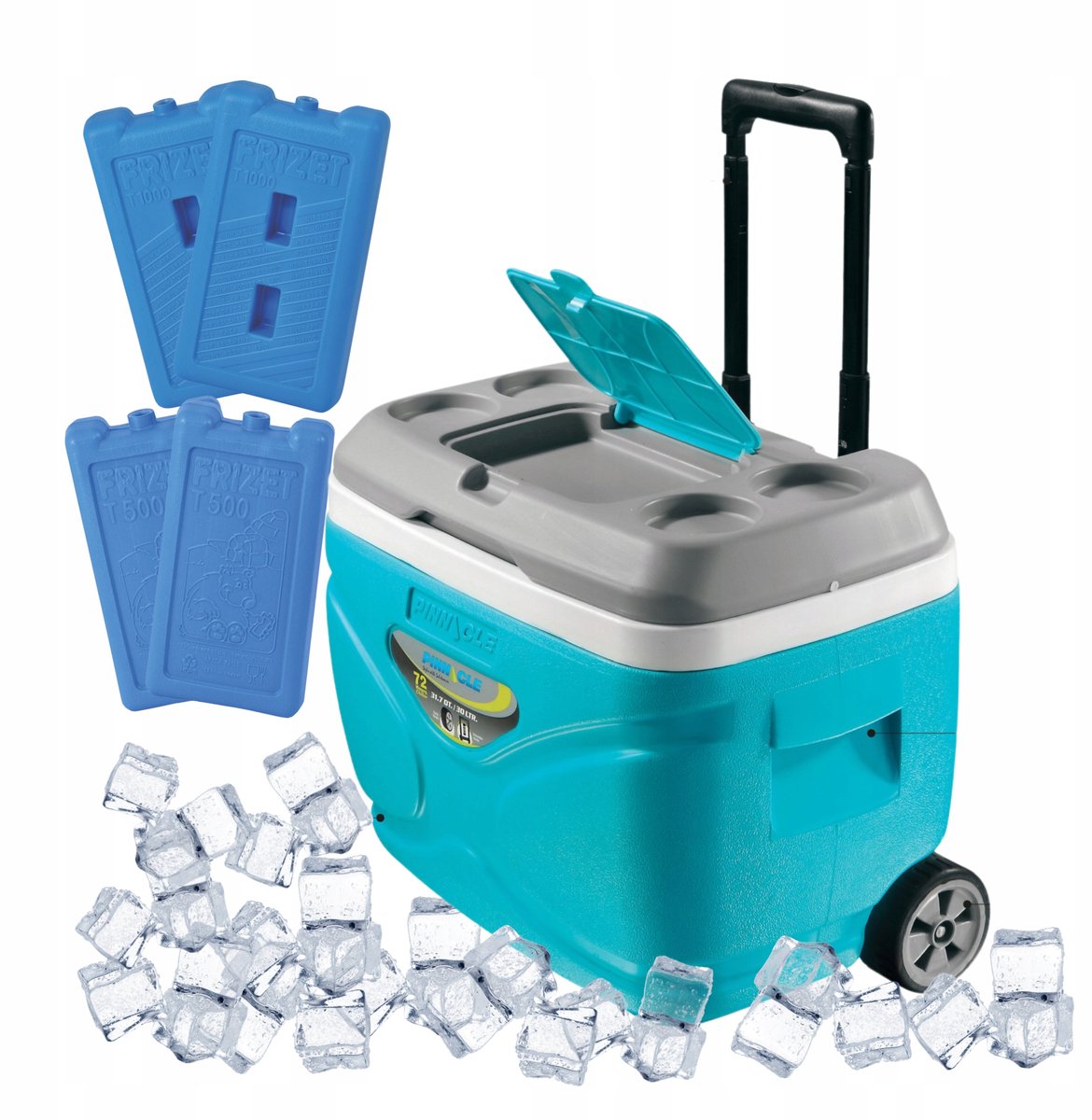 Pinnacle Koeltas 30L met Wielen & 4 Koelpacks - Turquoise
