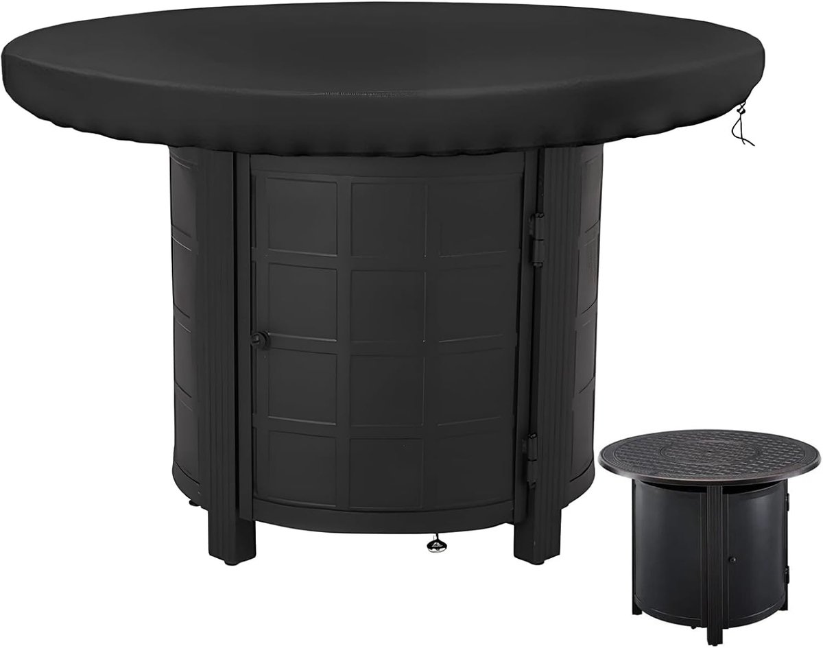 Vuurplaatbeschermhoes, 100 cm rond, waterdicht en anti-UV 420D grillplaatafdekking, zwart waterbestendig afdekzeil - ShopVlot
