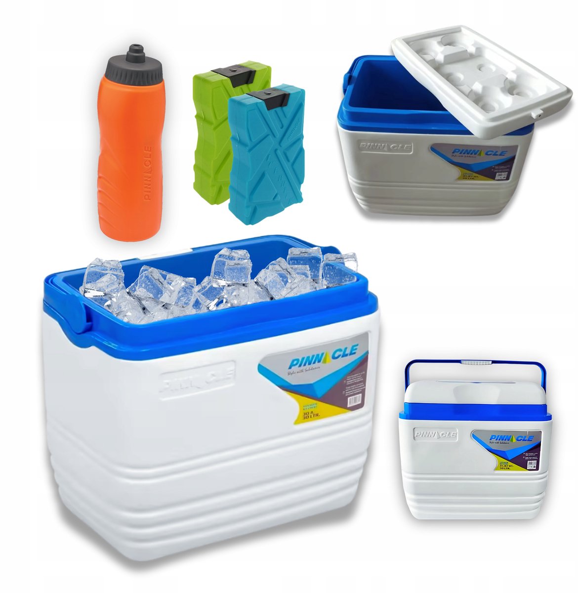 Pinnacle Voyager Koelbox 30L Wit met Koelpacks & Bidon