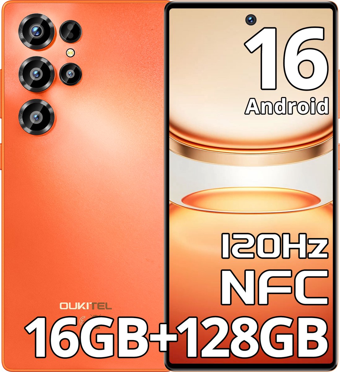 OUKITEL C66 Smartphone 4G-16 RAM-128ROM-6.73 inch HD 120HZ-5000 mAh-64MP camera-Android16