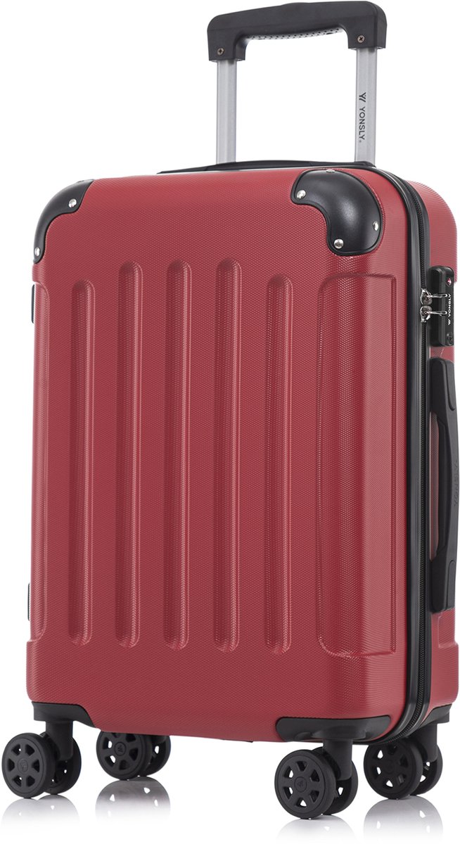 YONSLY Handbagage Koffer - 55cm - 40 L - TSA Slot - YKK Rits - 360° Draaibare Wielen - Rood