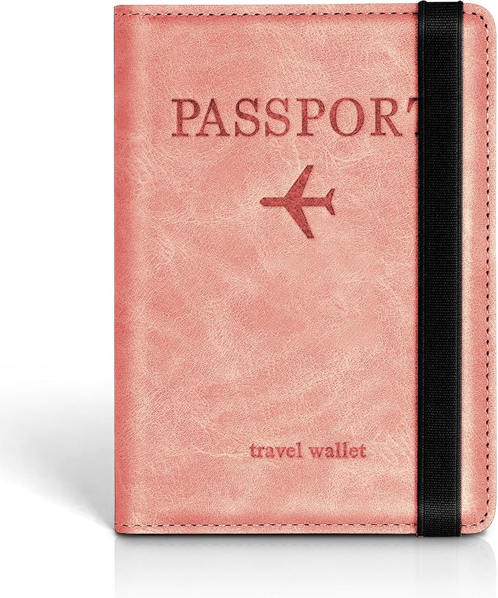 Passport case - Passport holder - Passport cover - RFID - Leatherette - Pink - ShopVlot