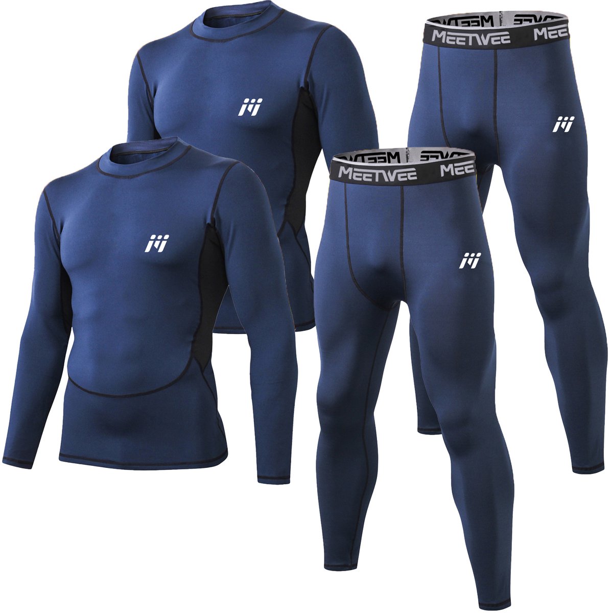 MEETYOO 2 Stu Thermoset - Thermo Ondergoed Heren - Thermo Kleding Set-Blauw-XL